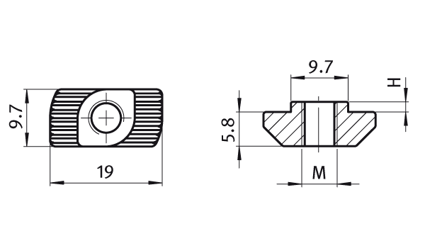Hammermutter Nut 10, M8 / Höhe 3,0mm