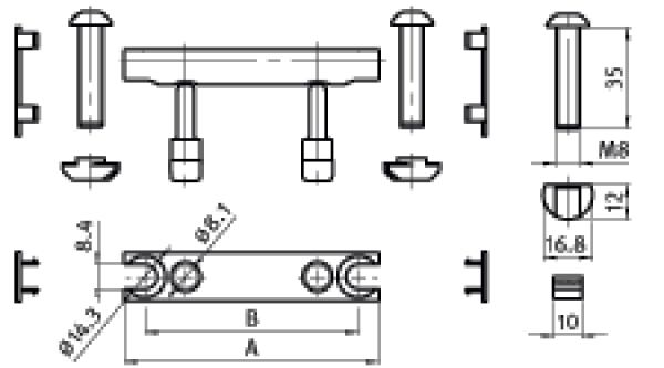 Bolzenverbinder Nut 10